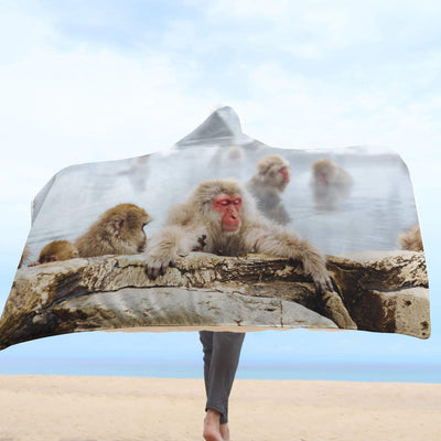 Hooded Blanket Plaid à capuche bain de singes - Taille adulte et enfant The Sexy Scientist