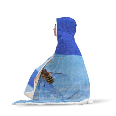 Hooded Blanket Plaid à capuche bleu abeille - Taille adulte et enfant The Sexy Scientist