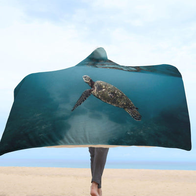 Hooded Blanket Plaid à capuche tortue sous l'eau - Taille adulte et enfant The Sexy Scientist